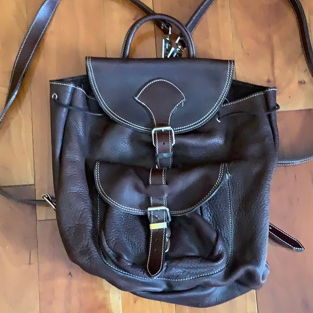 Roots Brown Leather Backpack